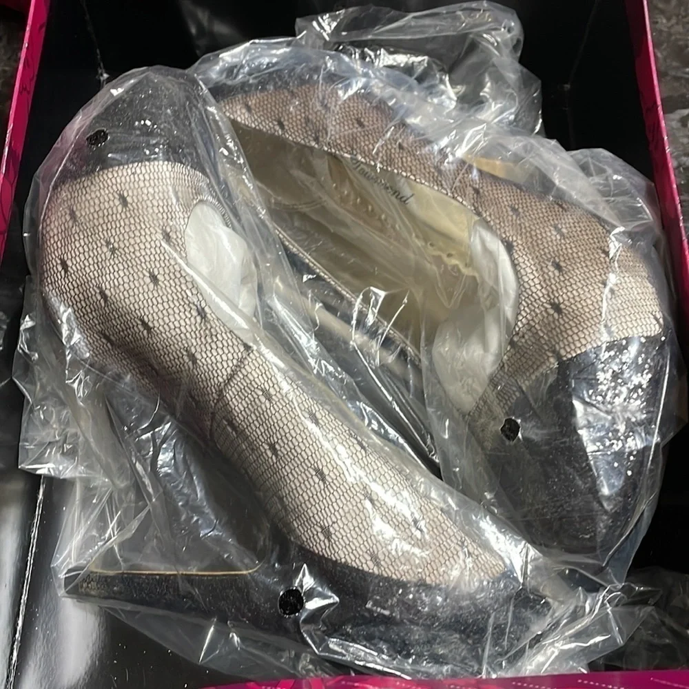 LULU Townsend Pumps 'Vivian' Fishnet & Sparkle Stiletto heel size 8.5